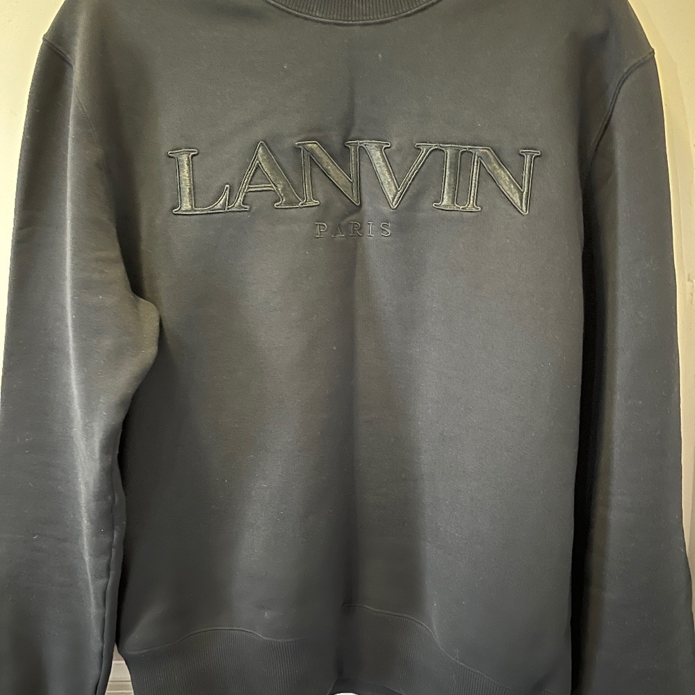 LANVIN PARIS LOGO EMBROIDERED SWEATSHIRT IN BLACK